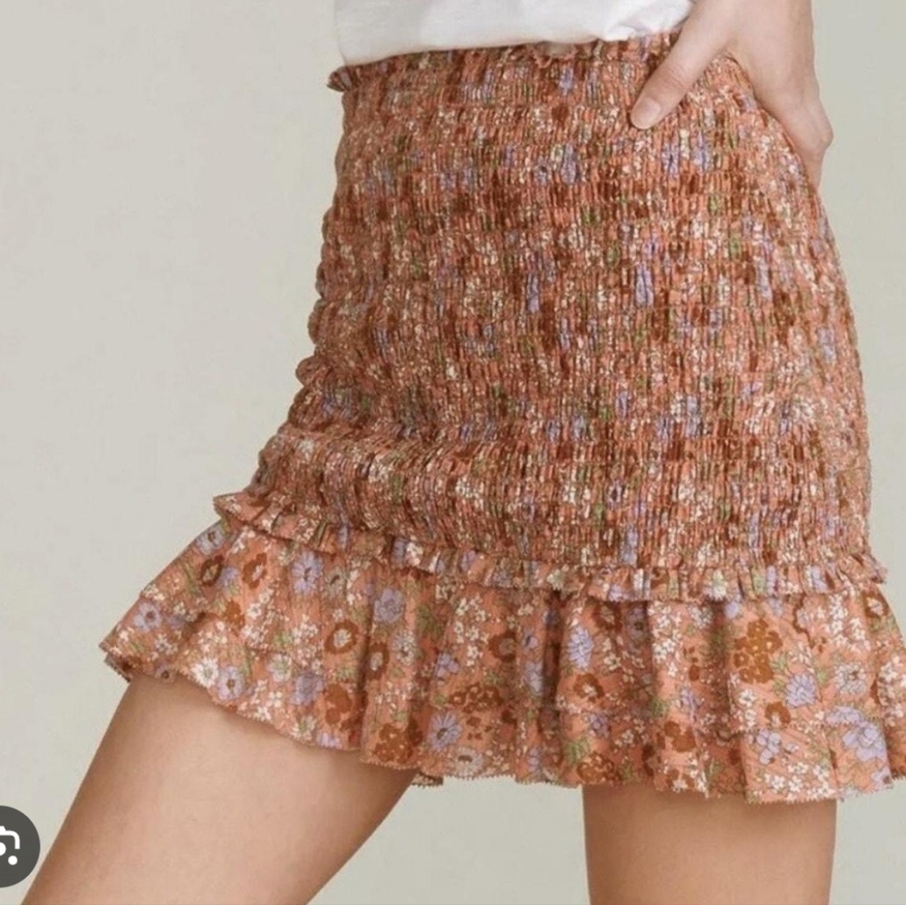 Veronica Beard Melodie Ditsy Floral-Print Smocked Skirt Size 2 M